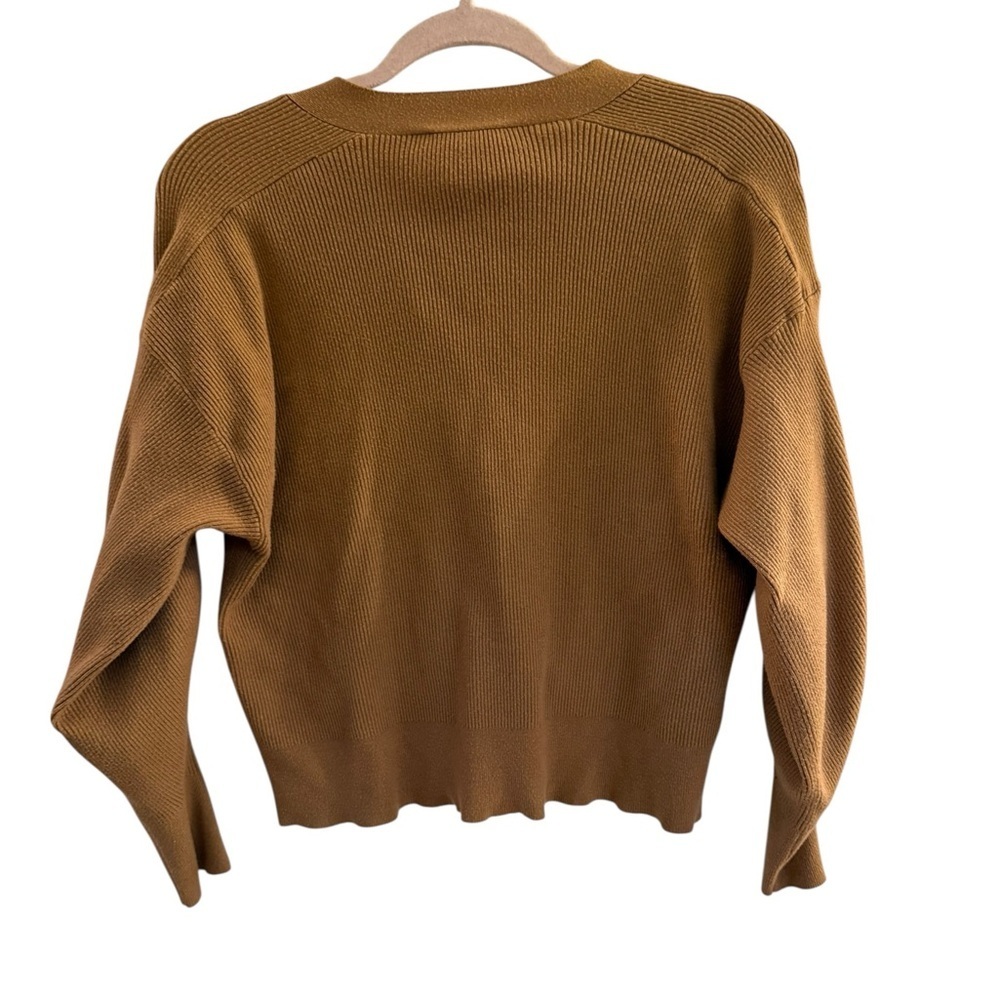 Zara Soft Mustard Knit Ribbed Button Down Cardigan Size M - Picture 4 of 5